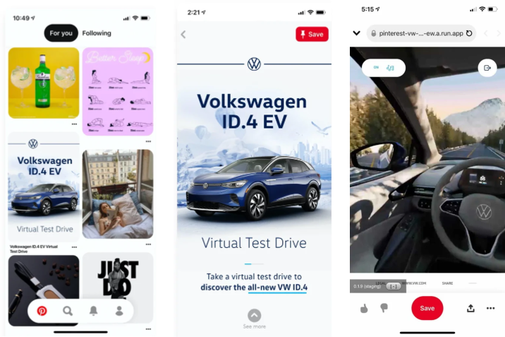 ID.4 virtuális tesztvezetés a Pinteresten